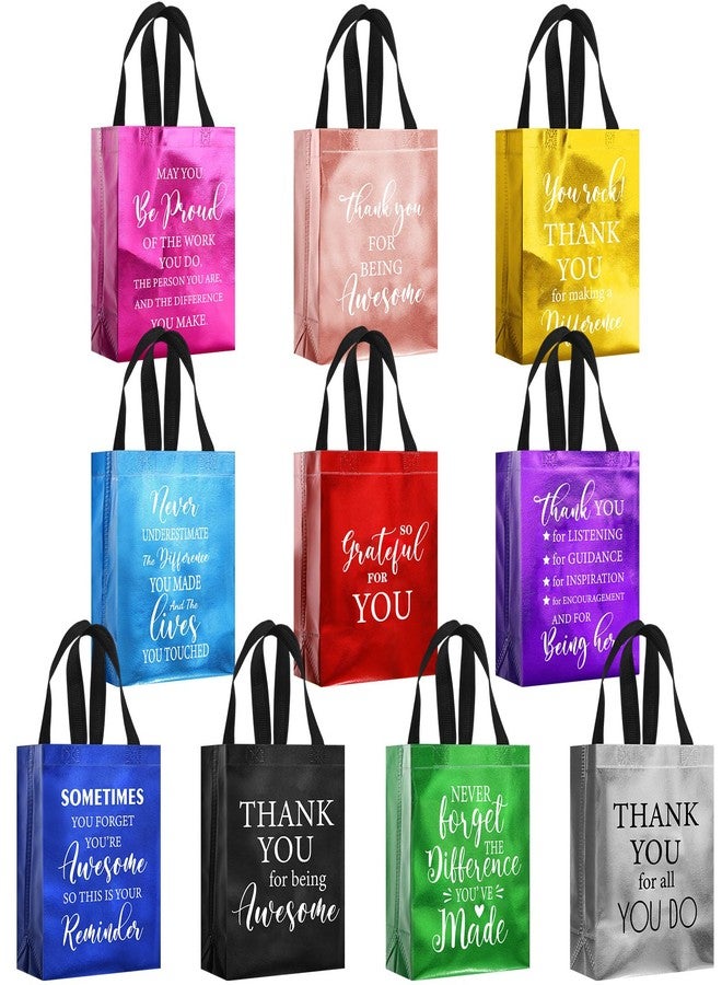 Feifeiya 30 Pcs Christmas Employee Appreciation Gift Bags Bulk 8 x 10 x 4 Inch Non Woven Thank You Gift Handles Bag 10 Colors - Image 1